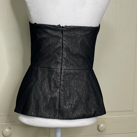 Black Halo Women’s Top Strapless Black/Metallic Embelishments Size 4 - Picture 6 of 11